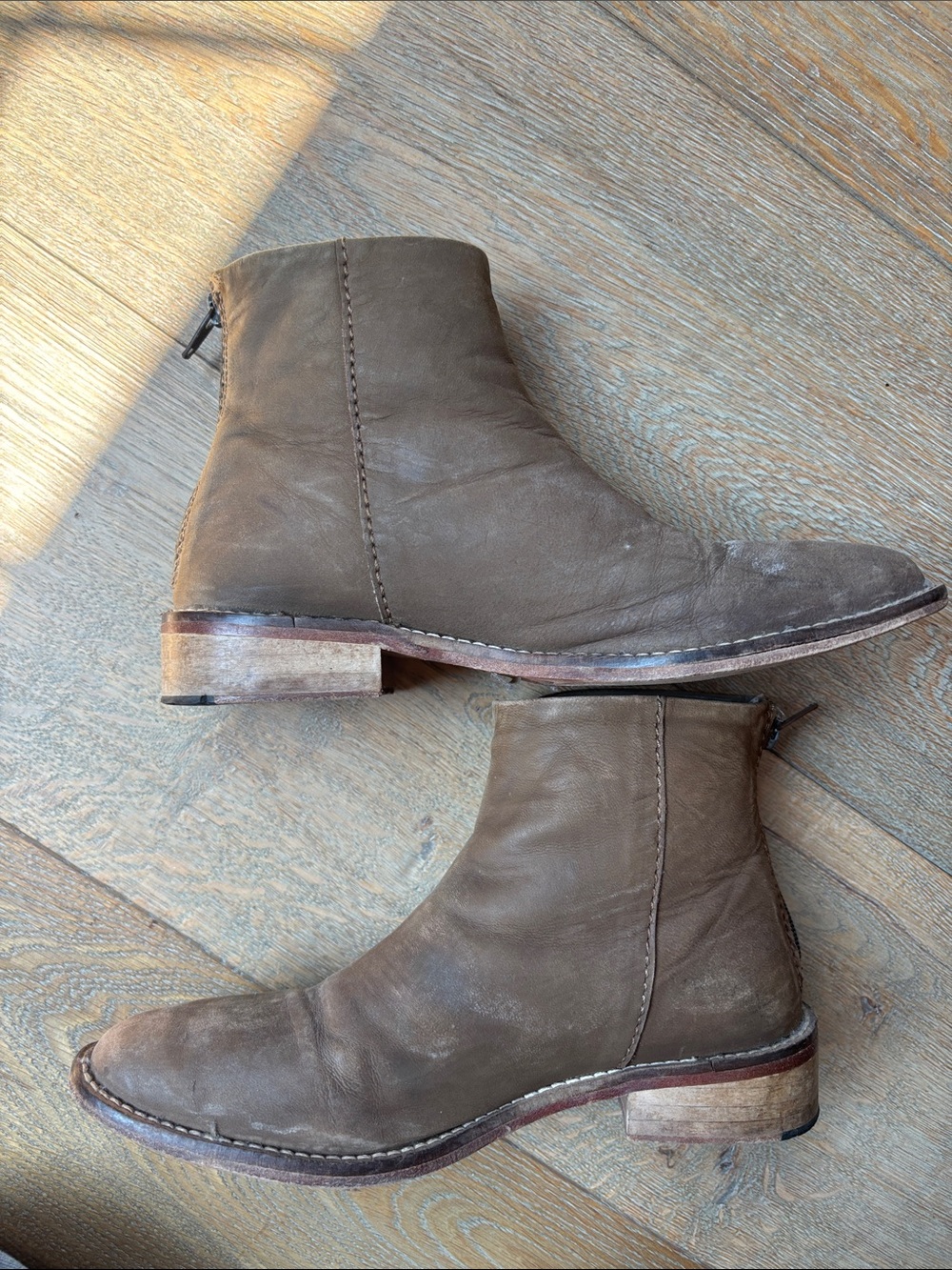 Free People Brown Leather Ankle Boots